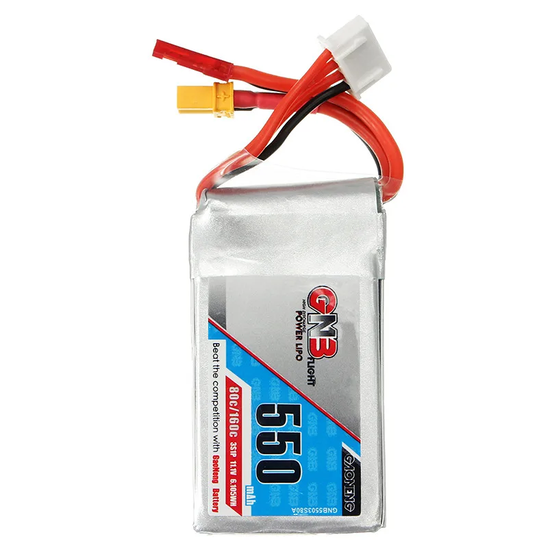 Rechargeable Lipo Battery Gaoneng GNB 11.1V 550mAh 80/160C 3S JST/XT30 Plug | Игрушки и хобби