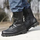Черные военные ботинки, мотоциклетные ботинки, Мужская тактическая армейская Боевая обувь, высокие стальные защитные ботинки с твердым носком, военные ботинки для мужчин s