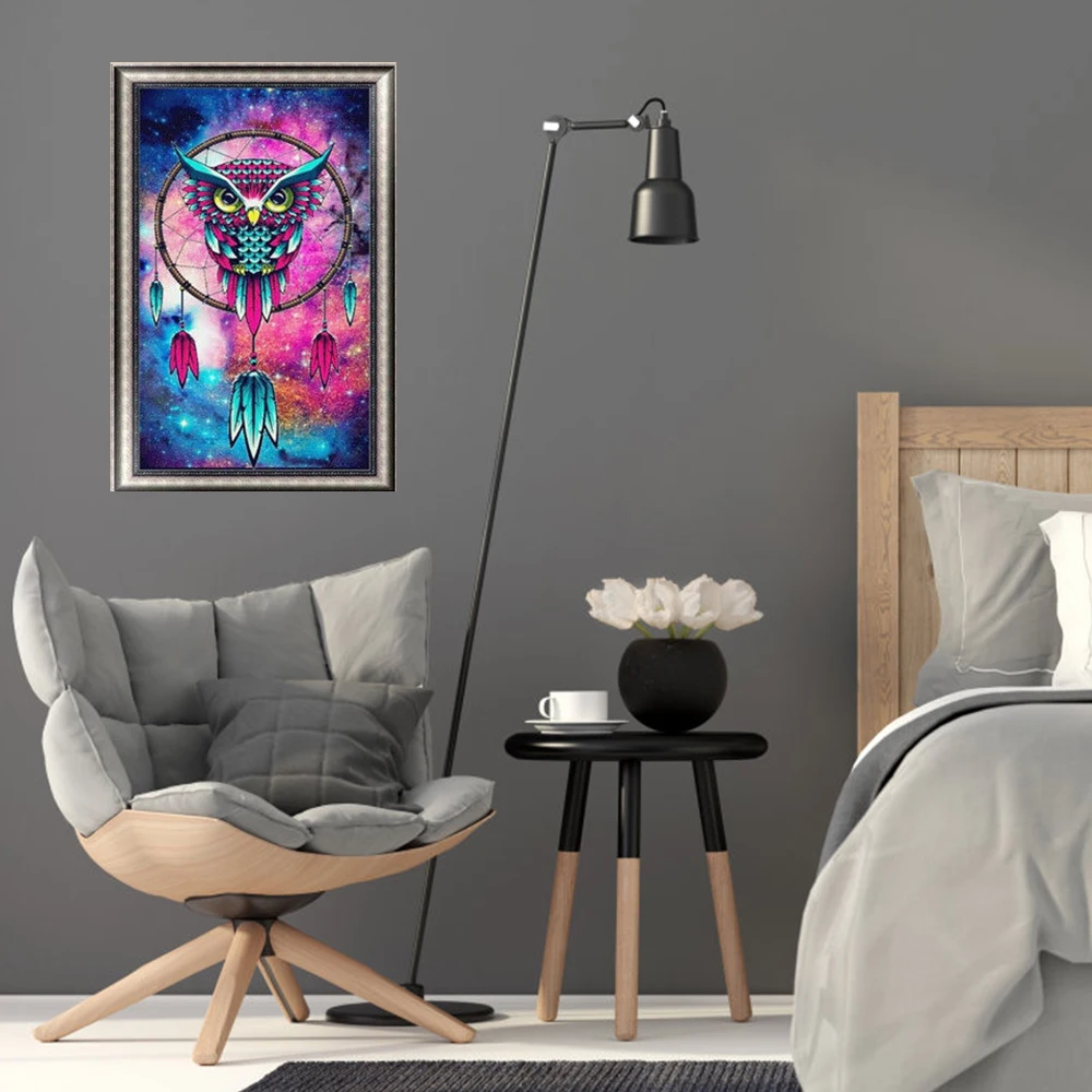 52x30 см Большой размер цветная Сова Ловец снов 5D алмазная Картина Вышивка крестом