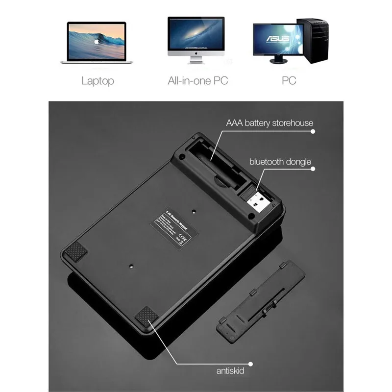 Basix клавиатура USB 2 4 ГГц беспроводная цифровая 19 клавиш Водонепроницаемая для Windows