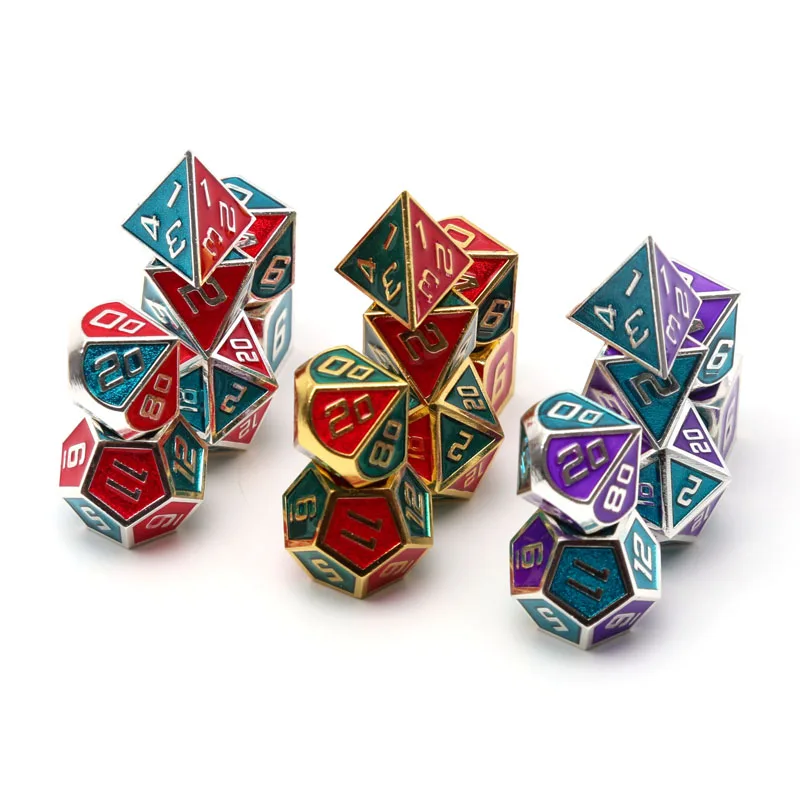 Chengshuo двухцветные металлические игральные кости DND наборы rpg многогранные металлические d& d красные настольные игры цинковый сплав цифровые подземелья и дракон d20