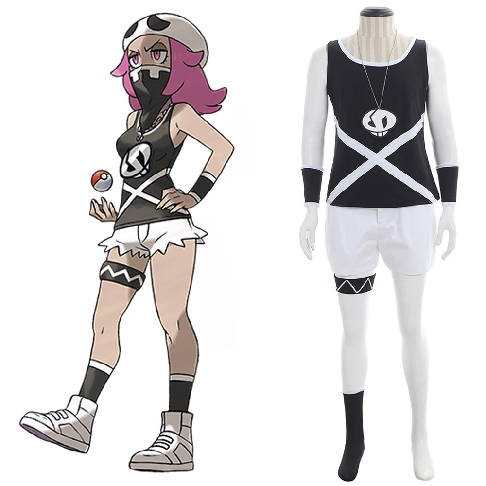 Аниме Pocket Monsters Pokemon Sun and Moon Team Skull Грант Женский карнавальный костюм для взрослых