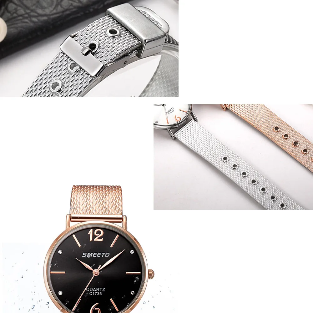 Для женщин Силиконовая сетка Группа Круглый Циферблат Аналоговый Мода кварцевые