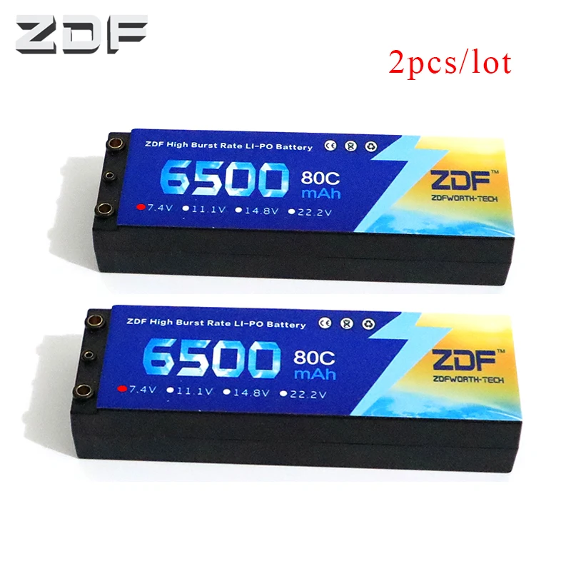 2 шт ZDF Lipo батарея S 6500 mAh 7 4 V батарейный блок разъем типа deans 80C 160C 1/8 весы для Traxxas Slash