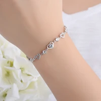 trendy sweet heart crystal women bracelet fashion silver 925 bangle girl party accessories new arrival bride wedding bracelets