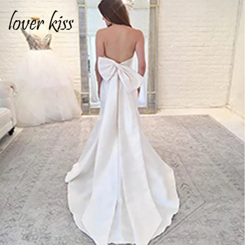 Lover Kiss Vestido De Noiva Романтический без бретелек сатин свадебное платье-Русалка труба