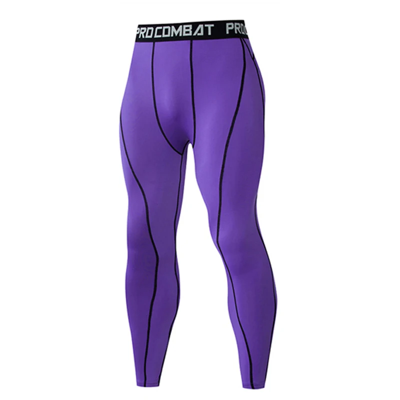 purple Спортивная одежда компрессионные тренировочные брюки мужские беговые набор для фитнеса колготки спортивная одежда баскетбольная куртка леггинсы deportes колготки S-4XL черный осенне-зимний костюм для бега - Цвет: purple