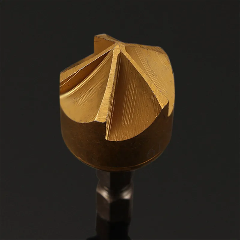 

DANIU New 6pcs 5 Flutes 1/4 Inch Hex Shank Countersink Drill Bit Set 6/8/9/12/16/19mm Chamfer Cutter Titanium Coated
