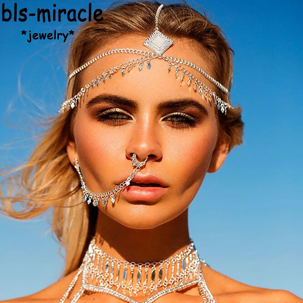 Bls miracle увеличенные панковские серьги Геометрическая кисточка нос шпильки обруч