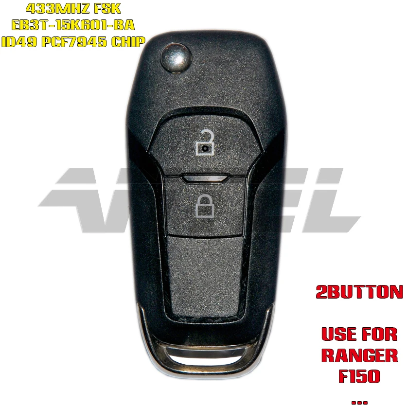 Antel 2 кнопки Автомобильный Дистанционный ключ подходит для Ford Range Mondeo Fueruis Ranger F150 433