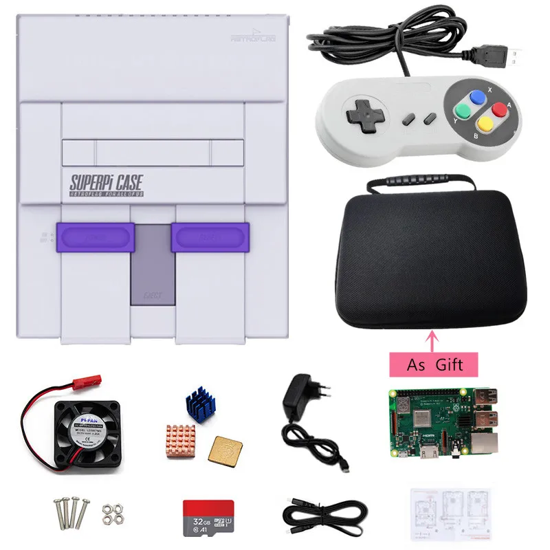 Оригинальный чехол Retroflag SUPERPi для Raspberry Pi 3B + игровая консоль видеоигр совместимая