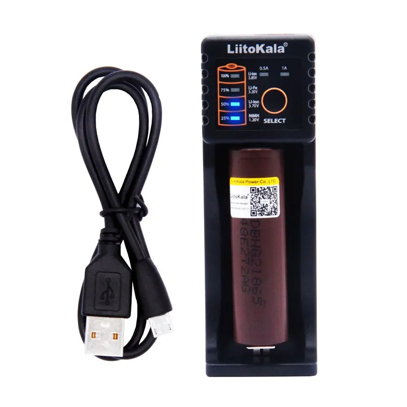 LiitoKala Carregador de Bateria + коннектор 3500 мАч Lii 100 13A Descarga INR18650 35E Para Samsun 18650|Перезаряжаемые
