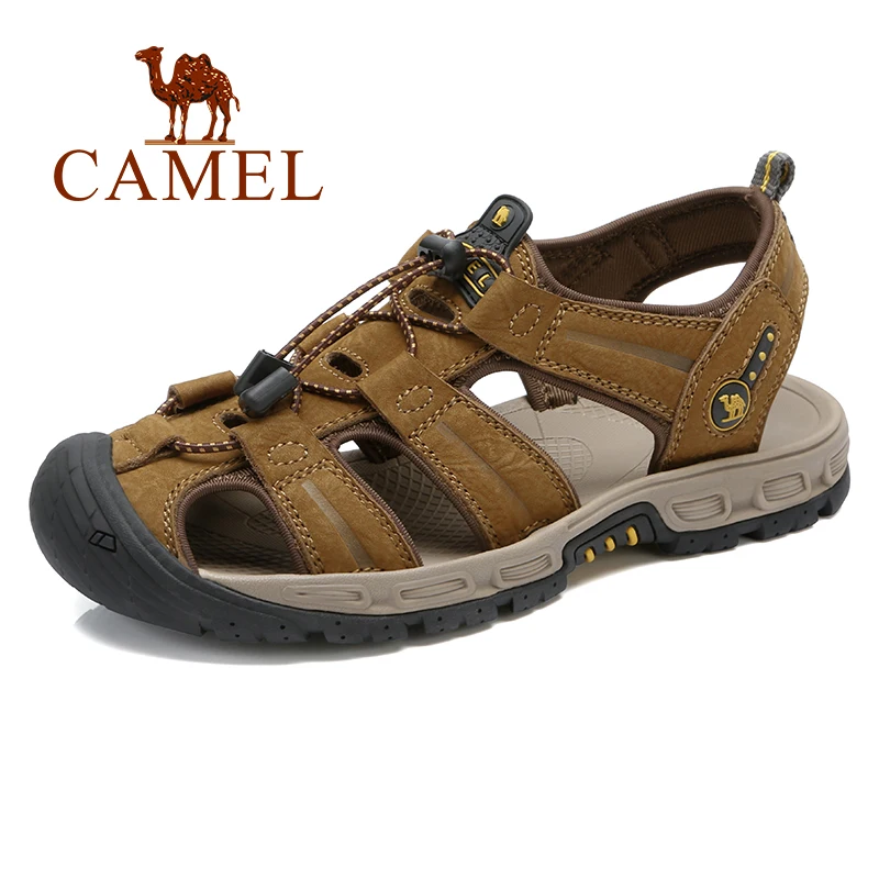 CAMEL/Мужская обувь; сандалии из натуральной кожи; мужская повседневная обувь из натуральной воловьей кожи; пляжные уличные Нескользящие сандалии с закрытым носком