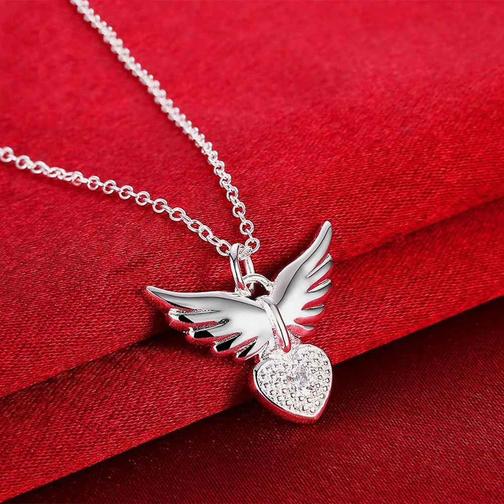 Fashion Women Elegant Angel Wing Love Heart Pendant Chain Necklace Jewelry Gift | Украшения и аксессуары
