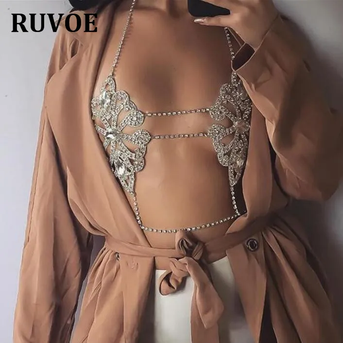

New Design Lady Crystal Bodys Chain Necklace Women Sexy Rhinestone bra Wholesale Cristal Jewelry Halskette Crystal Bra Top YX-50