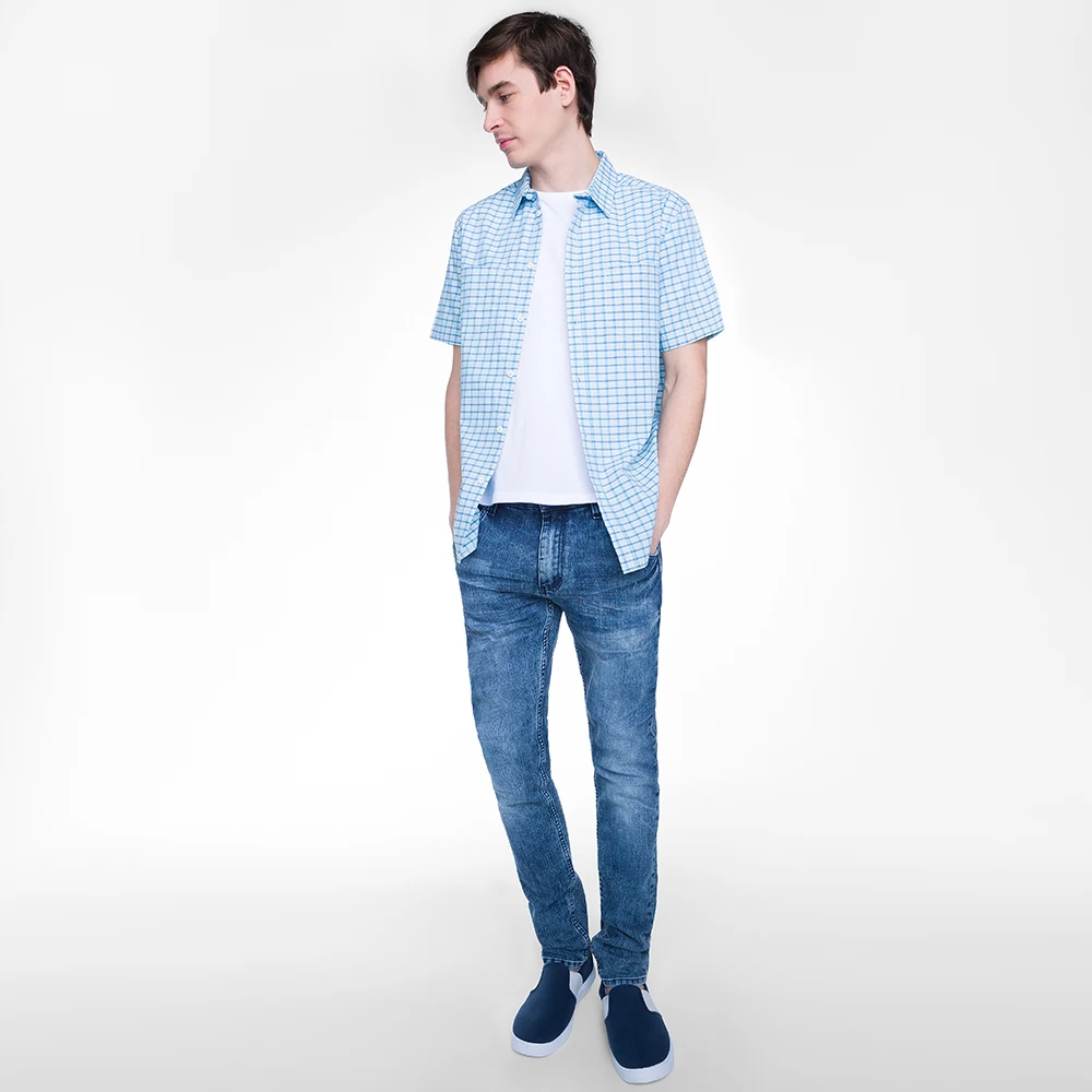 Рубашка Gloria Jeans мужская в клетку с коротким рукавом BSR001508|shirt jeans for men|shirt jeansmen shirt |