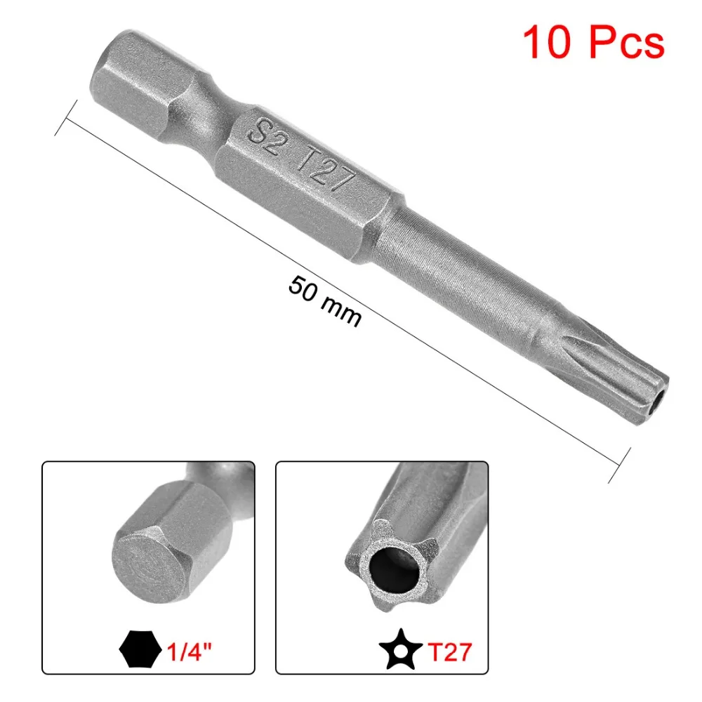 Uxcell 10 шт./лот 50 мм 1/4 &quotшестигранный хвостовик T8 T10 T15 T20 T25 T27 T30 T40 магнитная головка