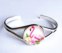 24pcslot mixed 6 styles flamingo glass bracelets cartoon bangle for girls jewelry wholesale best gift