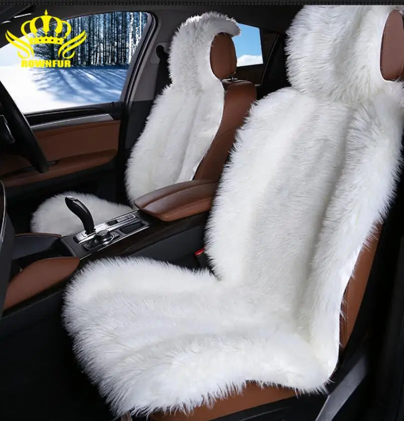 Авточехлы на сиденья автомобиля из Длинных искусственных меха. 2 шт на переднье сиденья.4 цвета. универсальнfq размер. накидки на сиденья автомобиля renault laguna 3.чехол на автомобиль opel meriva чехол авто для cx-5 - Название цвета: Белый