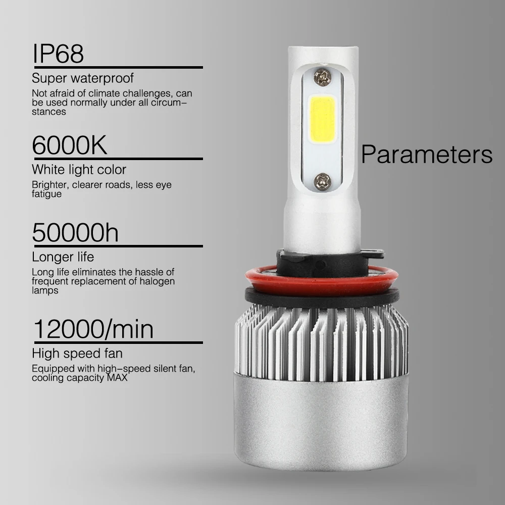Автомобильные светодиодные лампы Llight H4 H7 H11 H1 H3 H13 880 9004 9005 9006 9007 9003 HB1 HB2 HB3 HB4 H27 12V 24V