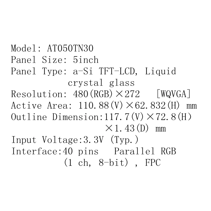

For Chimei Innolux 5inch AT050TN30 LCD Screen Display Panel Replacement