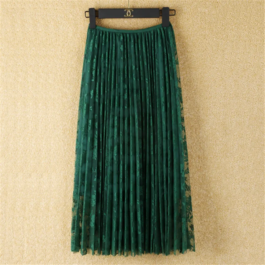2018 новая весенняя винтажная Женская сетчатая юбка летняя женская плиссированная