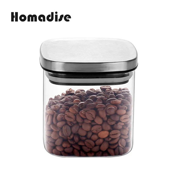 600ml Homadise стеклянная банка высокой емкости, чайник, контейнер для еды, контейнер для хранения чая, герметичный бак, крышка из нержавеющей стали, кухонные принадлежности - Цвет: 600ml