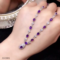 kjjeaxcmy boutique jewelry 925 sterling silver inlaid natural amethyst gemstone female luxury necklace support detection