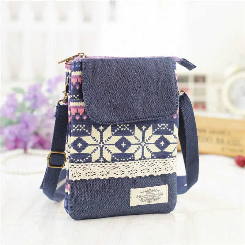 longmiao Women National Coin Purse Clutch Flower Printed Mini Messenger Bags Phone Pouch Girls Multi Pocket Organizer Bag | Багаж и сумки