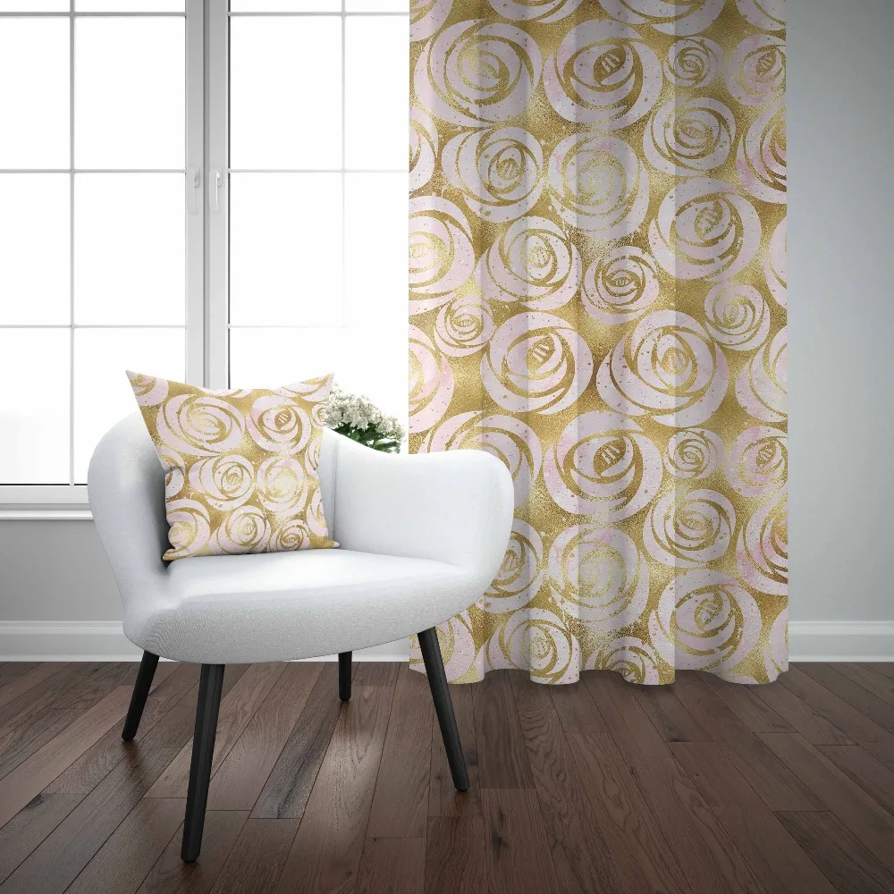 

Else Golden Yellow Gray Vintage Roses Nordec 3d Decor Print Living Room Bedroom 1 Panel Set Curtain Combine Gift Pillow Case