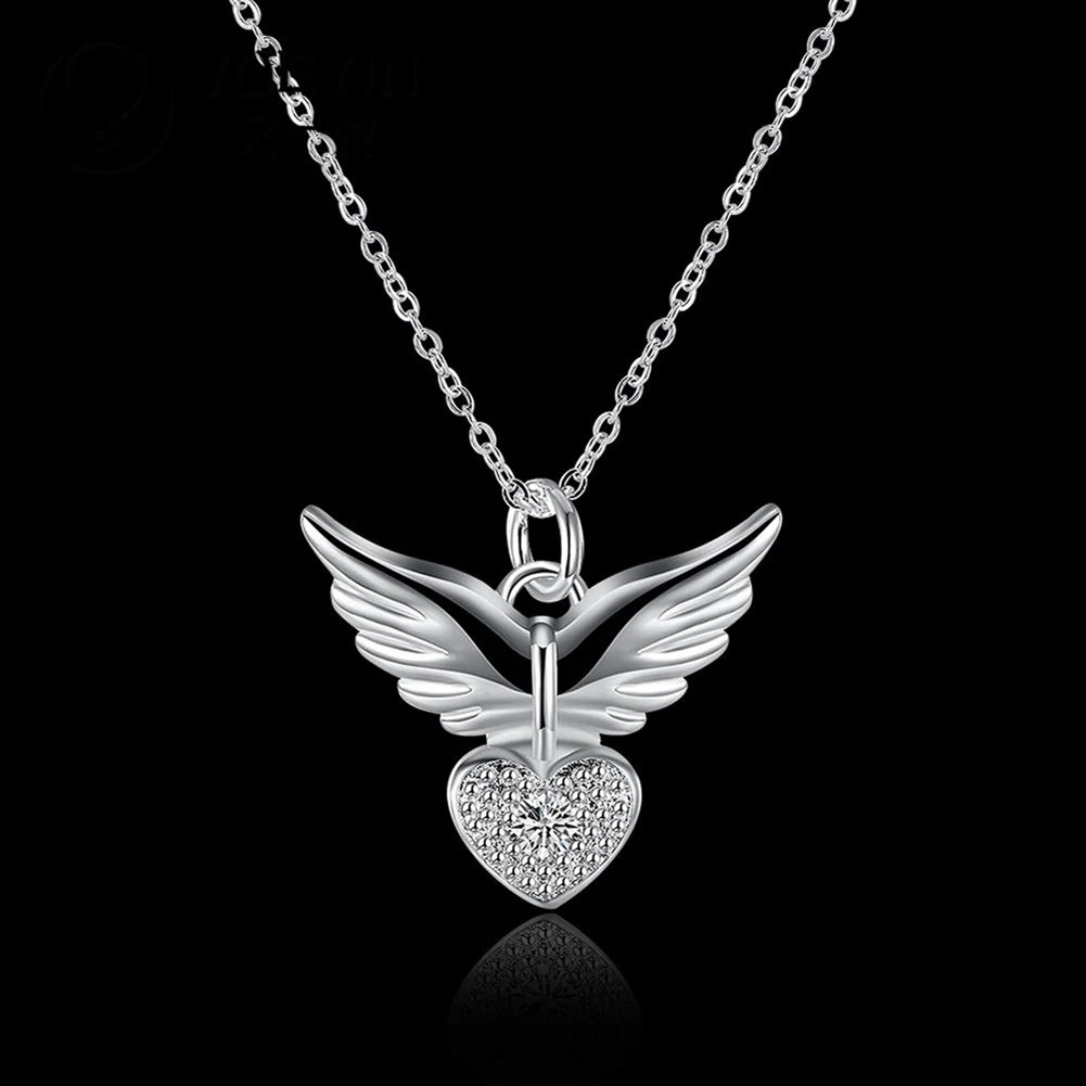 Fashion Women Elegant Angel Wing Love Heart Pendant Chain Necklace Jewelry Gift | Украшения и аксессуары