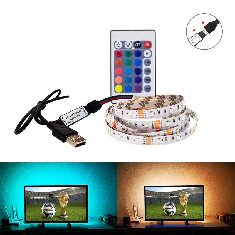 3528 5V USB Порты и разъёмы Мощность RGB Светодиодные ленты не Водонепроницаемый