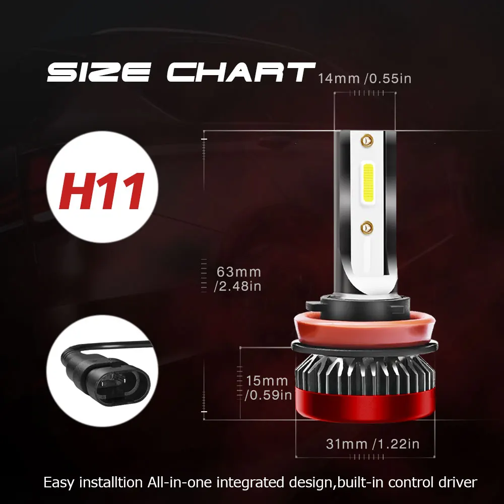 Автомобильная фара JOGMACHINE 2 шт. светодиодная H1 H7 H4 H L H8 H9 H11 9012 9005HB3 9006HB4 COB