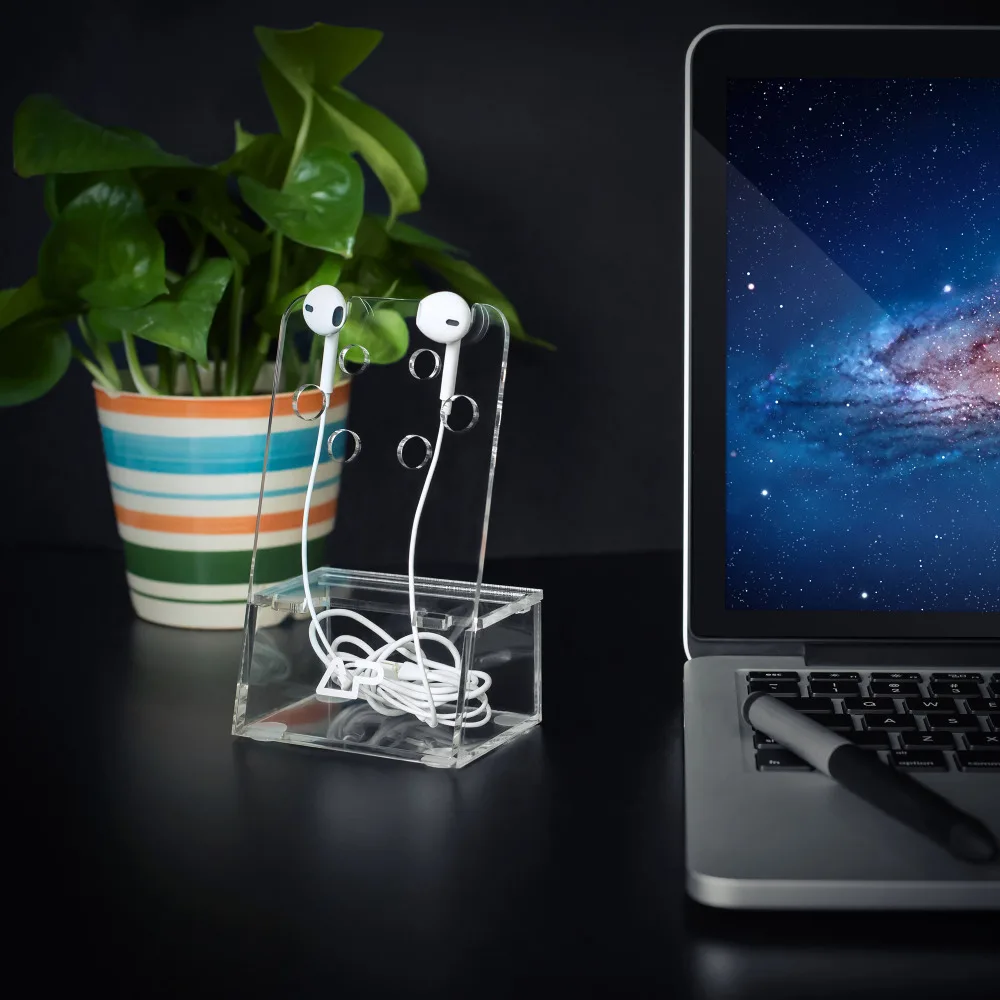 Прозрачный акриловый наушники вкладыши Дисплей Коробка Чехол для Apple