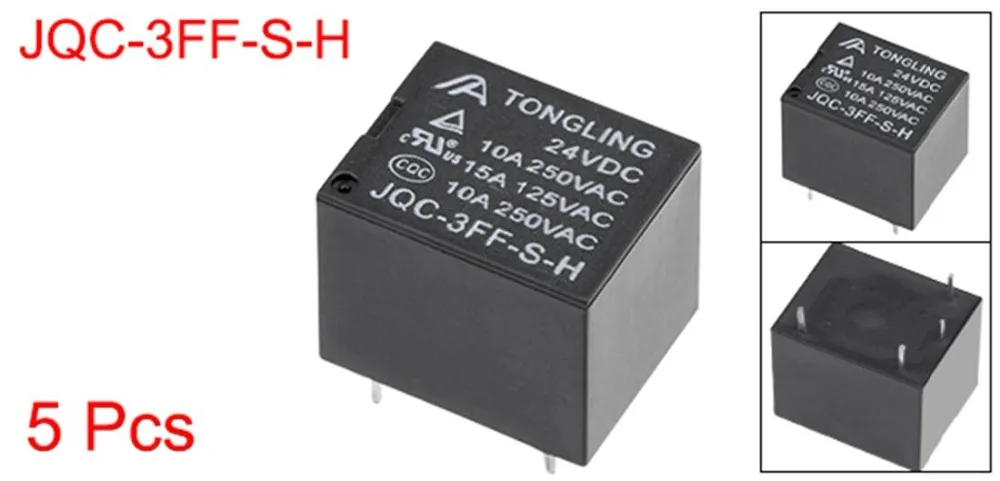 UXCELL 5 шт. JQC-3FF-S-H DC 5/24 в реле катушка SPST 4 Pin PCB электромагнитное питания для