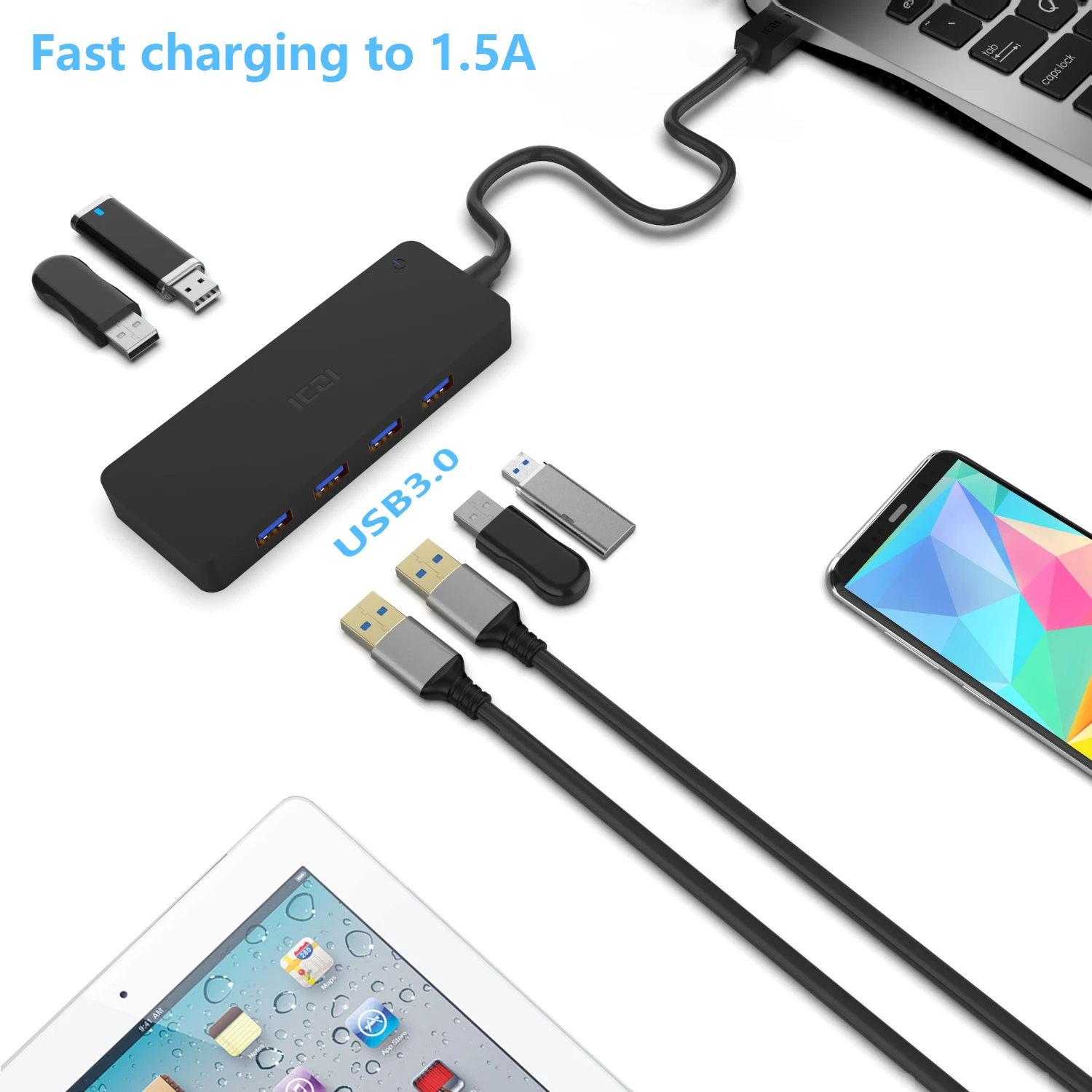 Ультратонкий usb-хаб ICZI с 6 портами, 4 порта USB 3,0, 2 порта для быстрой зарядки, адаптер для ноутбука Surface Pro