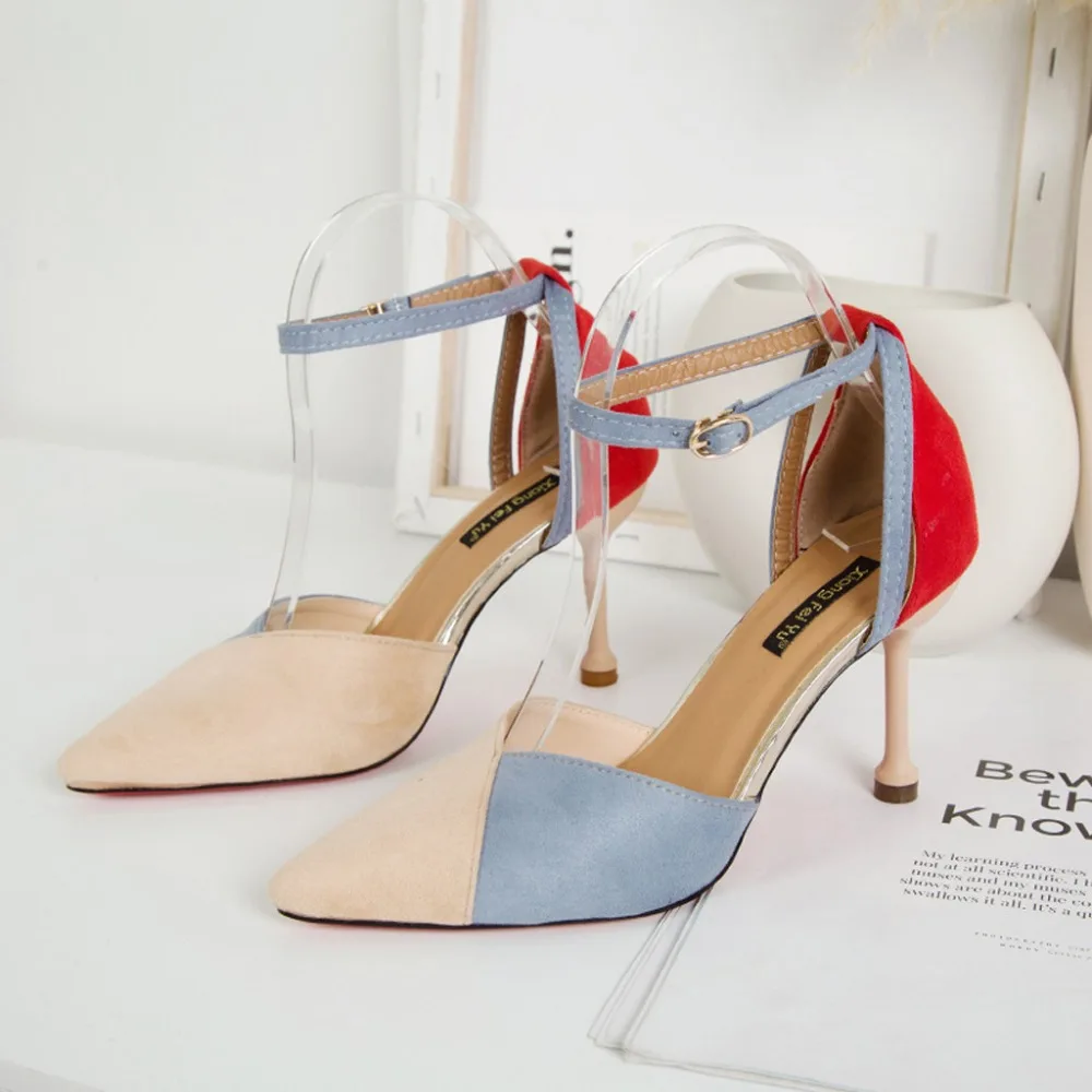 YOUYEDIAN/Женская обувь с ремешком на пятке Разноцветные женские туфли высоком