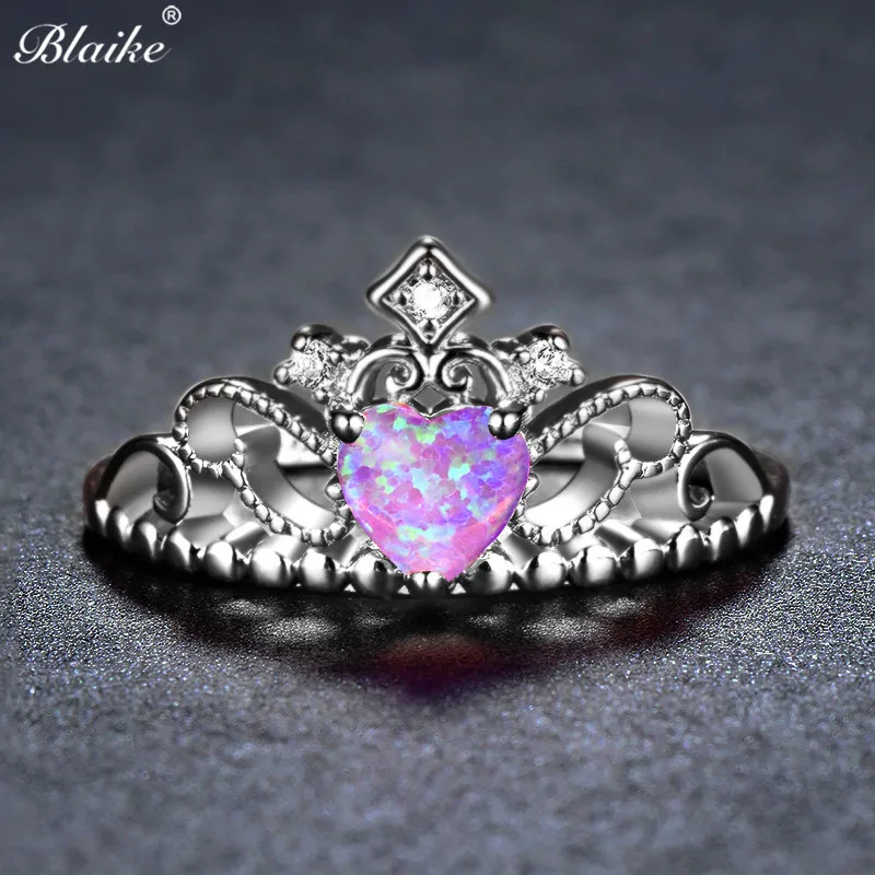 Женский браслет с сердцем из опала Blaike фиолетовый сердцами кольцо короной белого