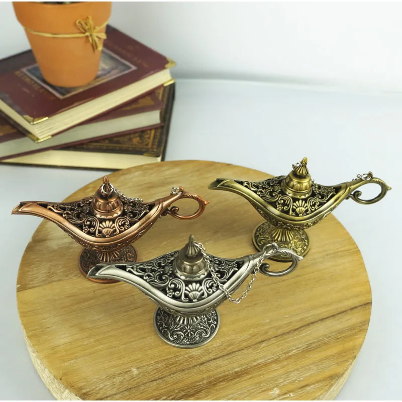 

New Vintage Aladin's lamp Metal Decorative Statues Desk Storage Box Home Office Bar Decoration Gift