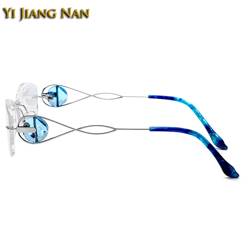 Женские оправы из титана с алмазной огранкой модные серебристые очки