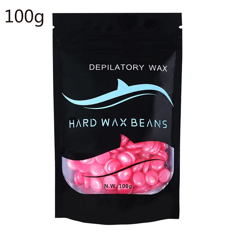100g 500gHard восковые гранулы, без полосок, для депиляции, горячая пленка, твердый бразильский воск, крем для удаления волос, для удаления волос на лице - Цвет: 100g