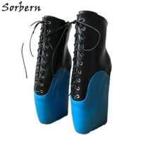 sorbern ballet wedge hoof sole boots for women heelless sexy fetish high heels pointed multi color black blue matte unisex shoes