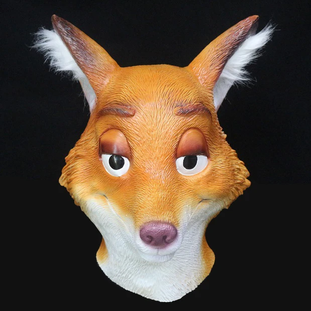 Wilde Fox Полный глава Латекс Маска карнавальная вечернее изящное платье Косплэй