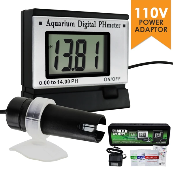 Цифровой pH монитор метр УВД 0,00~ 14.00pH w/Мощность адаптер мониторинга качества воды тестер комплект и 1,5 м длинные электрод зонда - Цвет: 110V