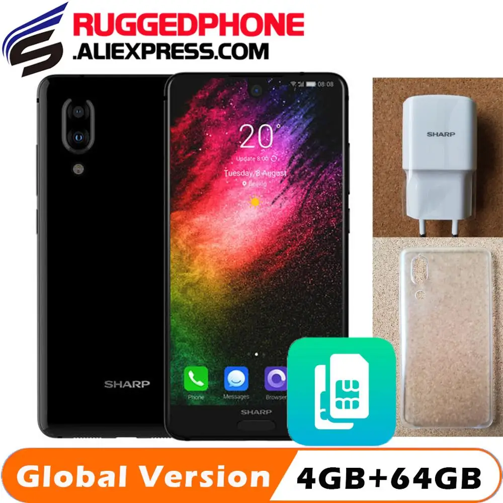 SHARP AQUOS S2 C10 смартфон с 5 дюймовым дисплеем восьмиядерным процессором Snapdragon 630 ОЗУ 4