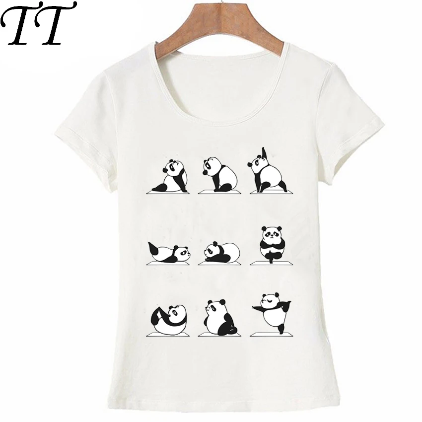 Футболка с забавной пандой для упражнений летняя мода женская футболка Женская