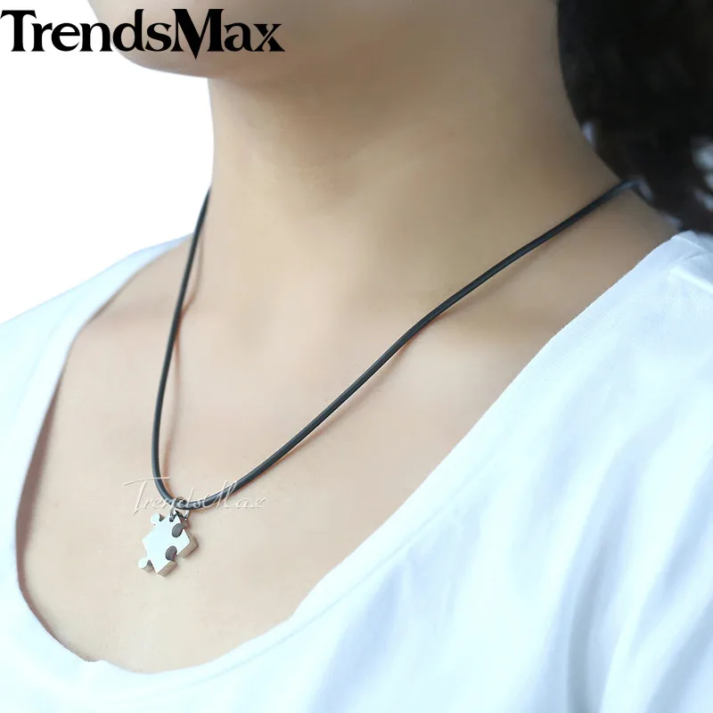Trendsmax Пазл сердце любовь Мужская подвеска ожерелье цепь из нержавеющей стали