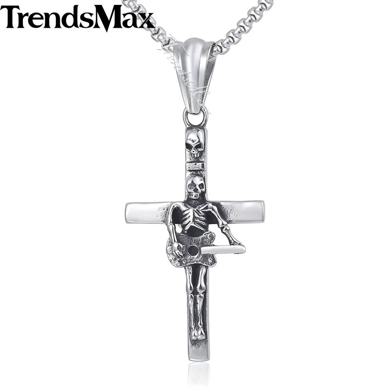 Ожерелье для гитары Trendsmax Готическая Мужская цепь звено из нержавеющей стали 316L 18