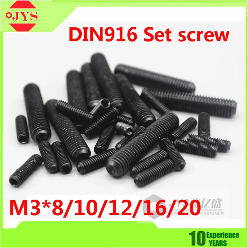 50 ШТ. M3 * 8/10/12/16/20 с шестигранной установочные винты сплав черный 45H DIN916 кубок точка|set screw|socket set screwhex socket screw |