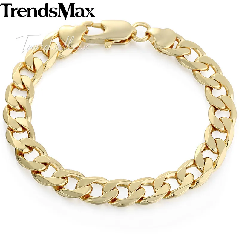Браслет Trendsmax 10 мм для мужчин и женщин Плоская Круглая цепь розовое желтое золото
